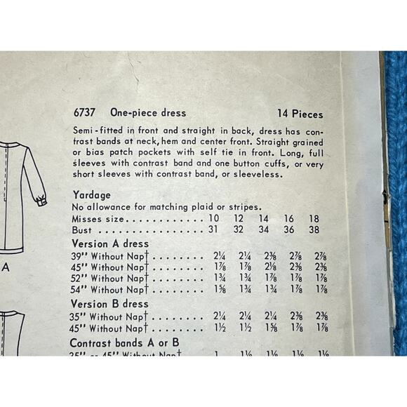 Vogue Pattern 6737 dress fitted mod 1960s size 12 bust 32 - Picture 5 of 8